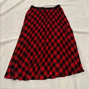 New York & Company Red Black Checkered Skirt Size Large